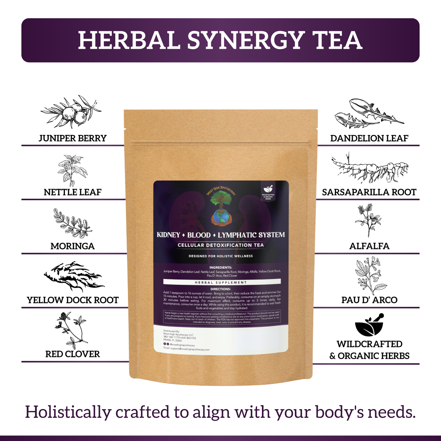 Kidney, Blood, & Lymphatic System Herbal Tea, Detox Tea, Herbal Supplement