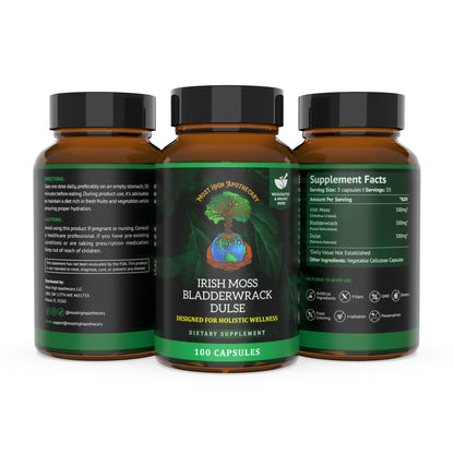 Irish Moss, Bladderwrack, & Dulse Herbal Supplement: Alkaline Food Capsules, Sea Moss