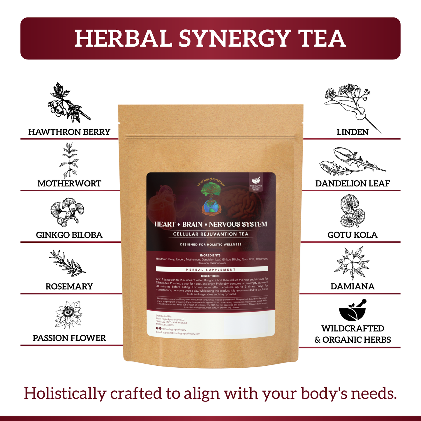 Heart, Brain, & Nervous System Herbal Tea: Herbal Supplement